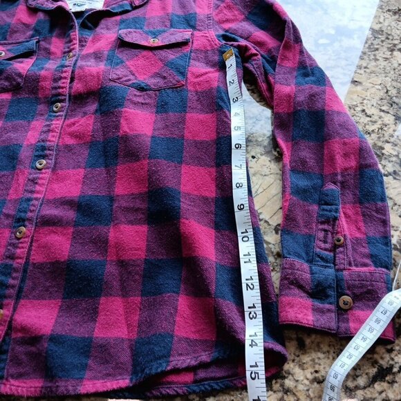Small Tokyo Laundry Shirt Womens Red Or Pink Navy Check Button Up Japan Plaid - Picture 6 of 11